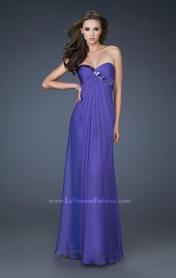 Picture of: Chiffon prom Gown with Gathered Bodice and Stones in Purple, Style: 18186, Main Picture