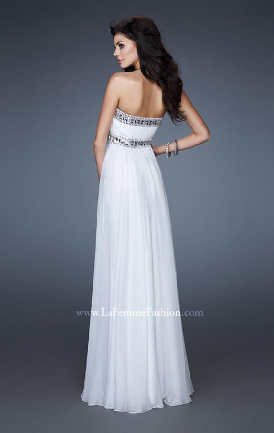 Picture of: Chiffon Prom Gown with Beaded Neckline and Empire Waist in White, Style: 18241, Back Picture
