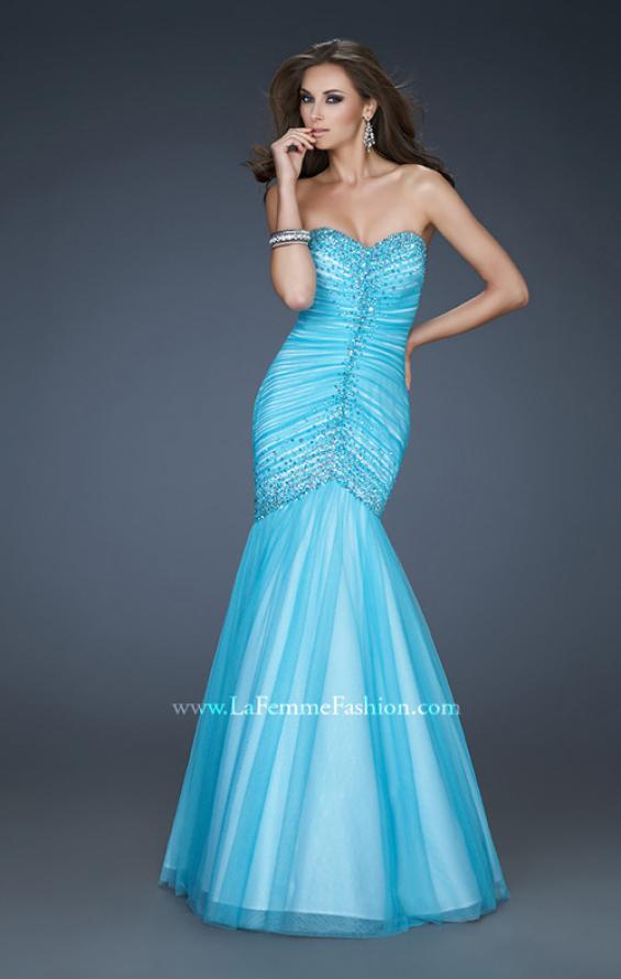 Picture of: Sweetheart Neckline Net Prom Gown with Trumpet Skirt in Blue, Style: 18286, Main Picture