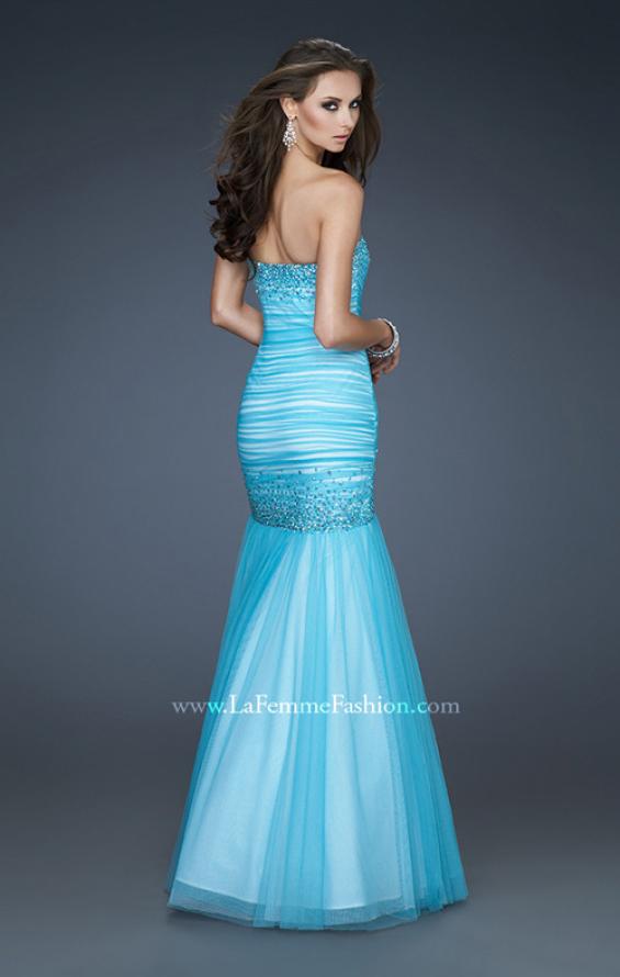 Picture of: Sweetheart Neckline Net Prom Gown with Trumpet Skirt in Blue, Style: 18286, Back Picture