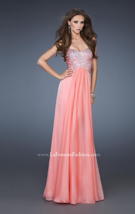 Picture of: Embellished Long Prom Dress with Sequined Bodice in Orange, Style: 18342, Main Picture