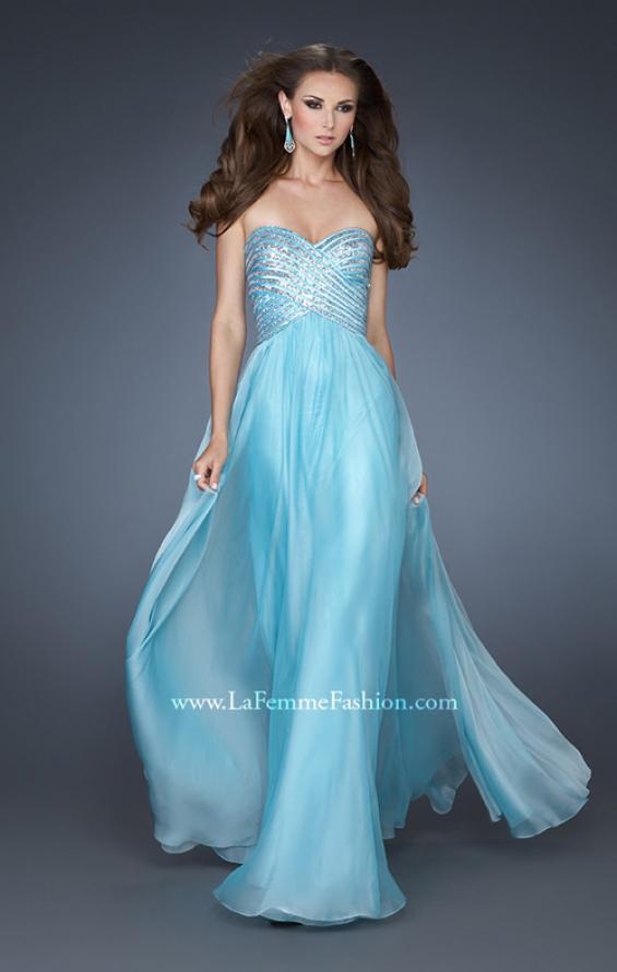 Picture of: Embellished Long Prom Dress with Sequined Bodice in Blue, Style: 18342, Detail Picture 1