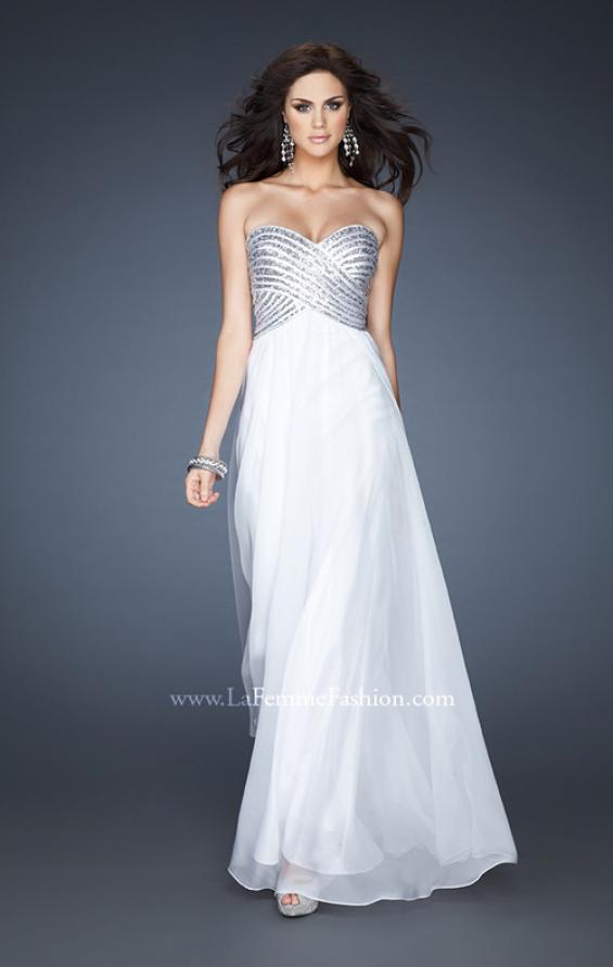 Picture of: Embellished Long Prom Dress with Sequined Bodice in White, Style: 18342, Detail Picture 3