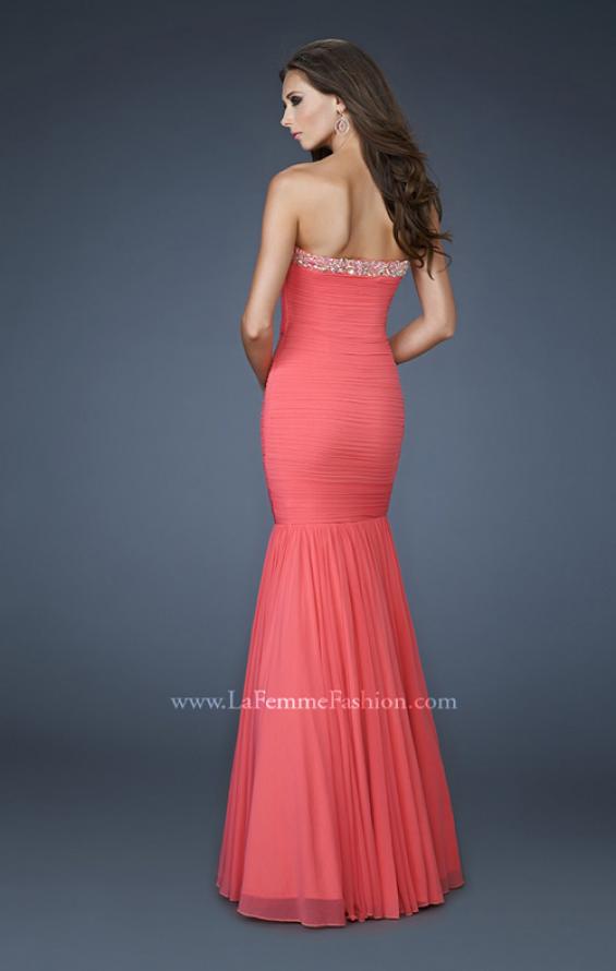 Picture of: Strapless Mermaid Gown with Rhinestone Neckline in Orange, Style: 18366, Back Picture