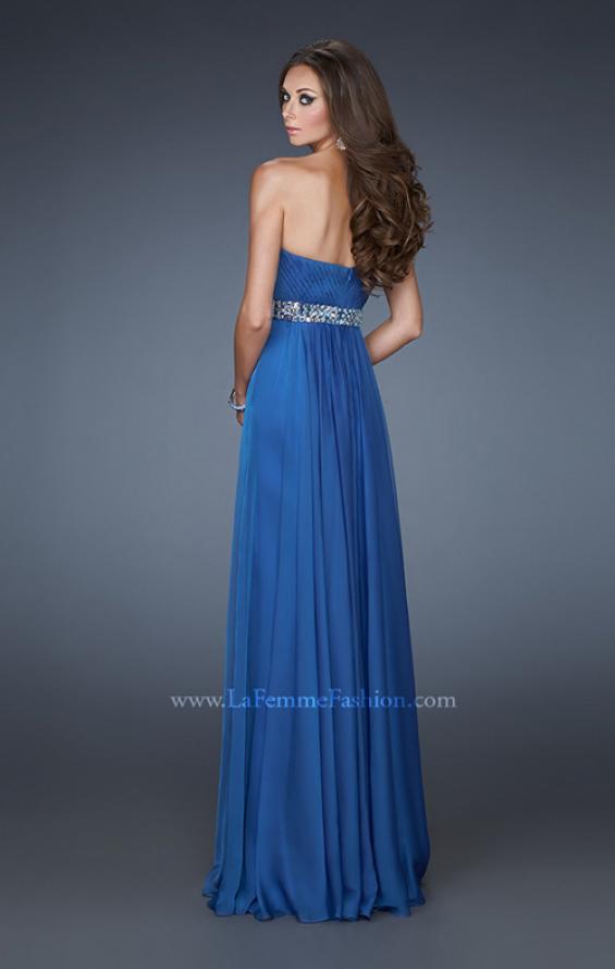 Picture of: A-line Chiffon Gown with Pleated Bodice and Empire Waist in Blue, Style: 18401, Back Picture