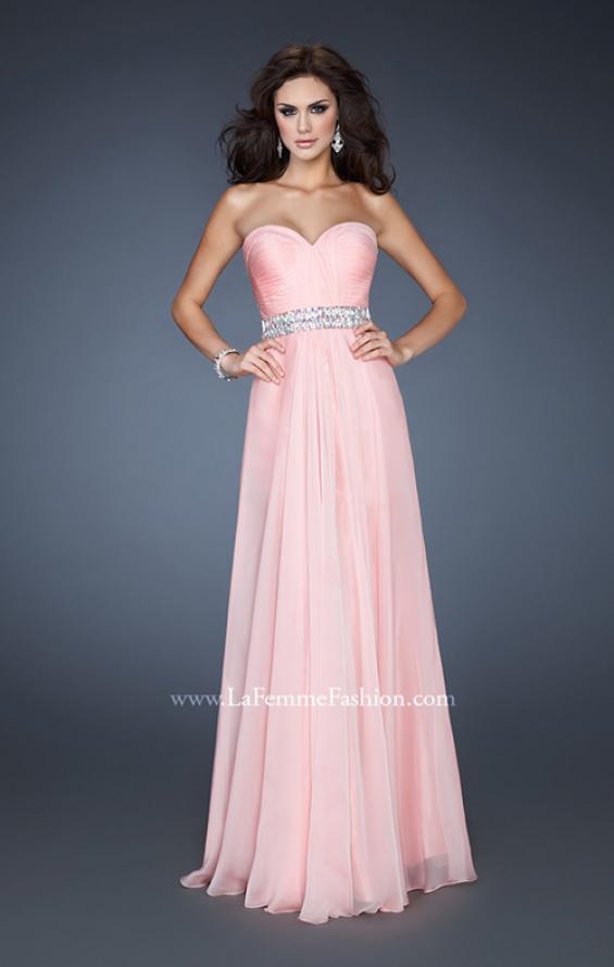 Picture of: Sweetheart Neckline Chiffon Gown with Rhinestone Belt in Pink, Style: 18471, Detail Picture 1