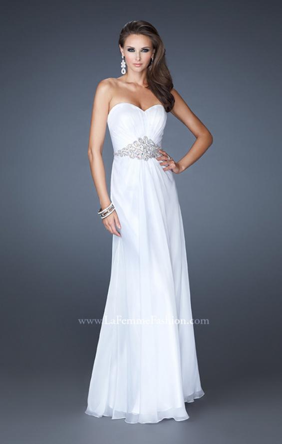 Picture of: Elegant Prom Gown with Beaded and Rhinestone Waist in White, Style: 18485, Main Picture
