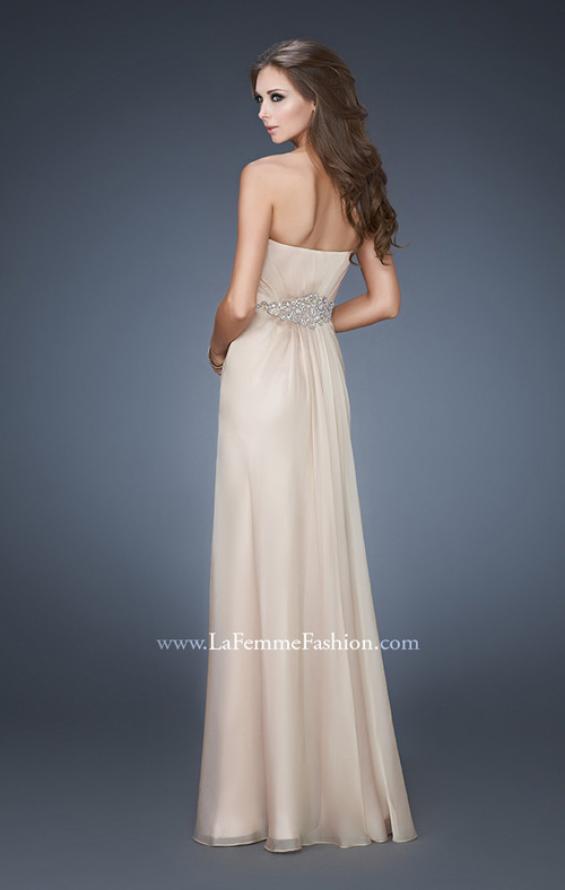 Picture of: Elegant Prom Gown with Beaded and Rhinestone Waist in Nude, Style: 18485, Back Picture