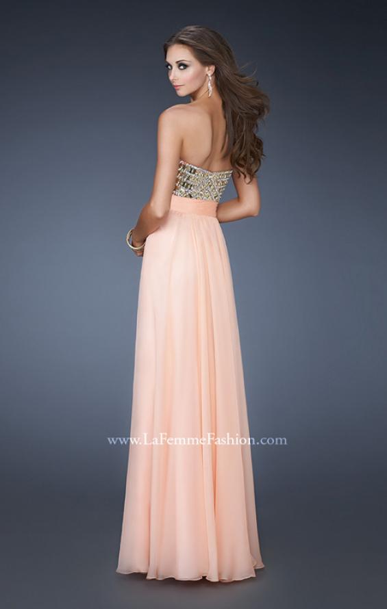Picture of: A-line Prom Dress with Beaded Bodice and Empire Waist in Orange, Style: 18518, Back Picture