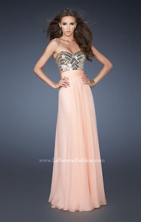 Picture of: A-line Prom Dress with Beaded Bodice and Empire Waist in Orange, Style: 18518, Detail Picture 1