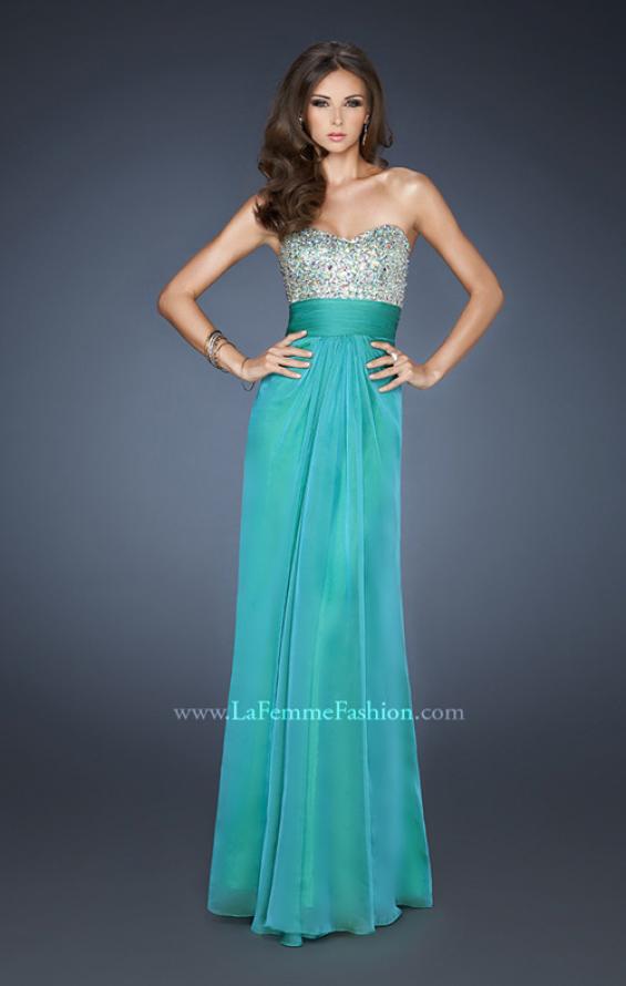Picture of: Flowing Chiffon Prom Dress with Criss Cross Back in Green, Style: 18528, Main Picture