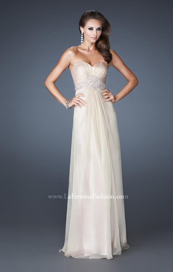 Picture of: Strapless Chiffon Long Gown with Beaded Waistline in Nude, Style: 18544, Detail Picture 2
