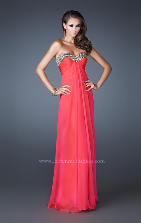Picture of: Sweetheart Neck Dress with Rhinestones and Flowy Skirt in Orange, Style: 18566, Main Picture