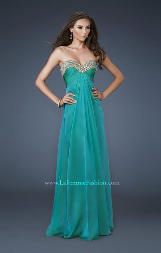 Picture of: Sweetheart Neck Dress with Rhinestones and Flowy Skirt in Green, Style: 18566, Detail Picture 1