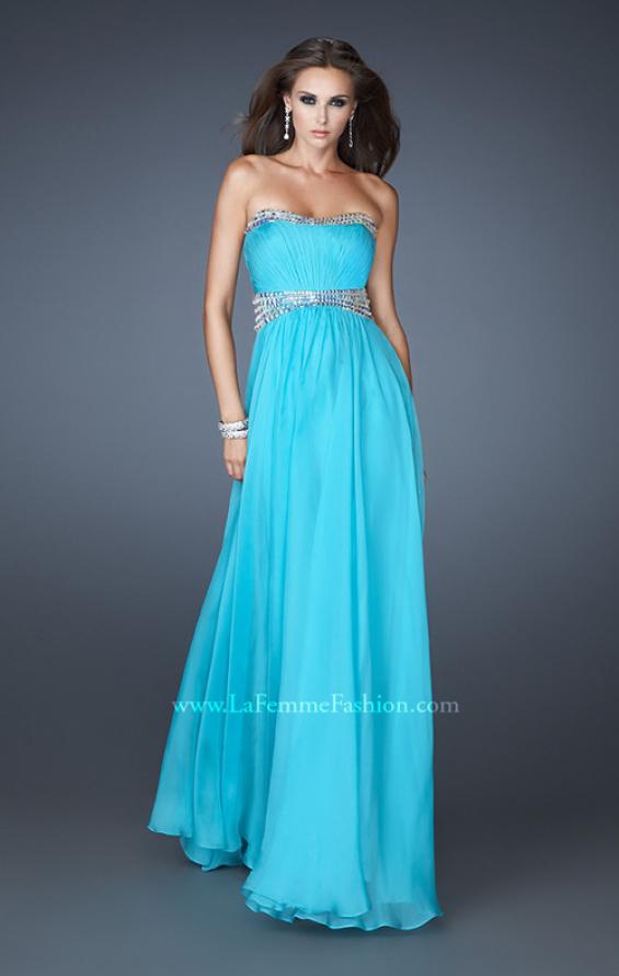 Picture of: Classic Chiffon Prom Dress with Beaded Neckline and Waist in Blue, Style: 18611, Main Picture
