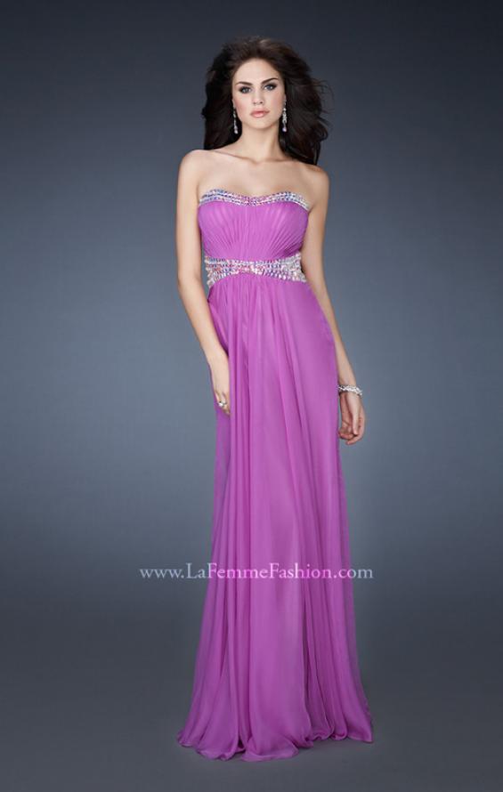 Picture of: Classic Chiffon Prom Dress with Beaded Neckline and Waist in Purple, Style: 18611, Detail Picture 1