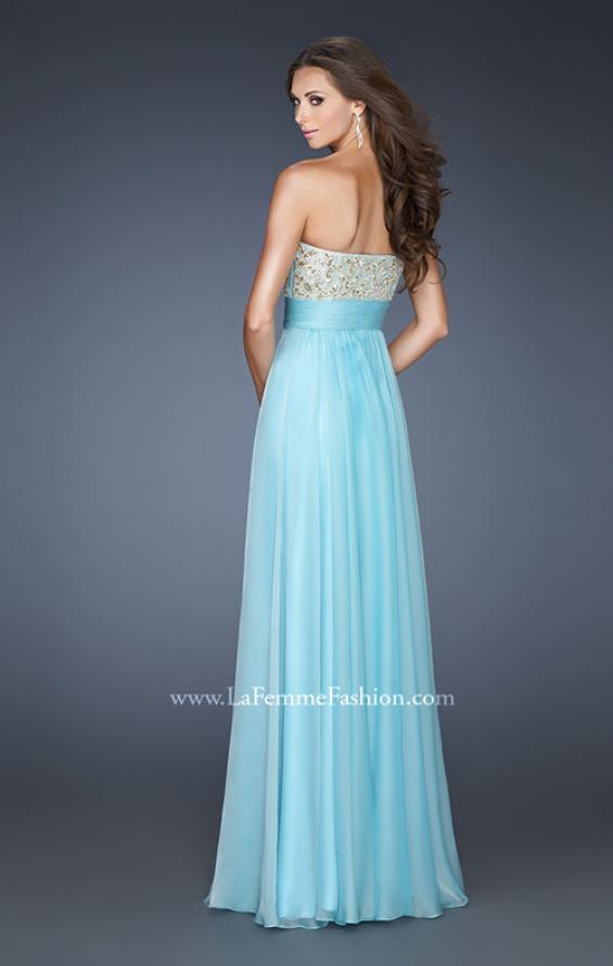 Picture of: A-line Prom Dress with Embroidered and Beaded Bodice in Blue, Style: 18704, Back Picture