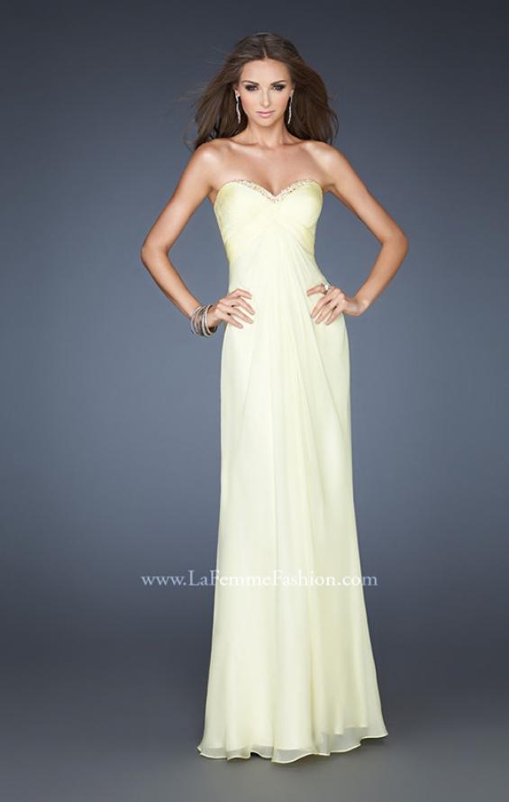 Picture of: Empire Waist Prom Gown with Beaded Neckline in Yellow, Style: 18705, Main Picture