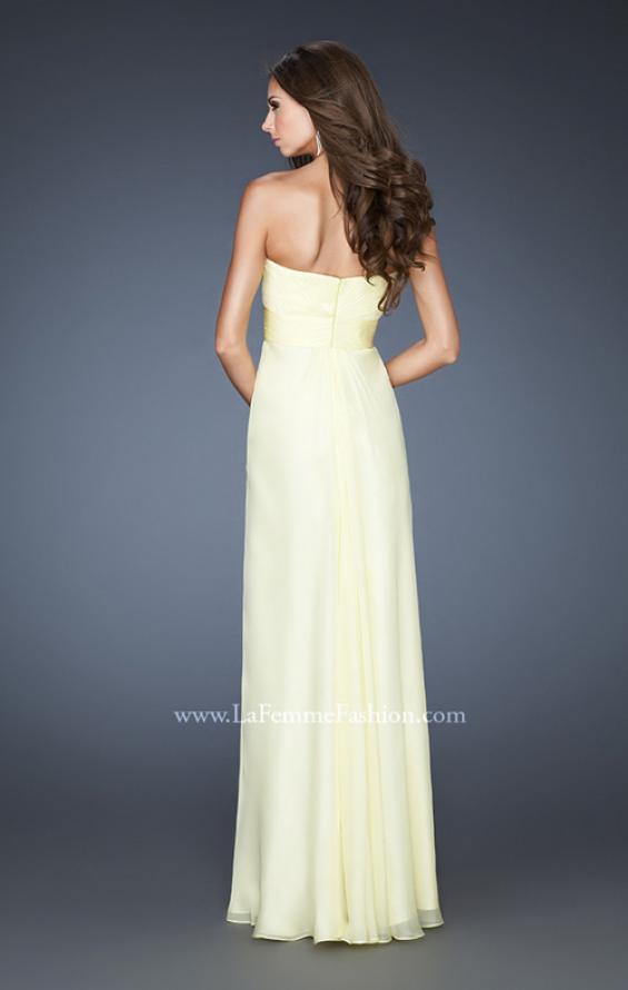 Picture of: Empire Waist Prom Gown with Beaded Neckline in Yellow, Style: 18705, Back Picture