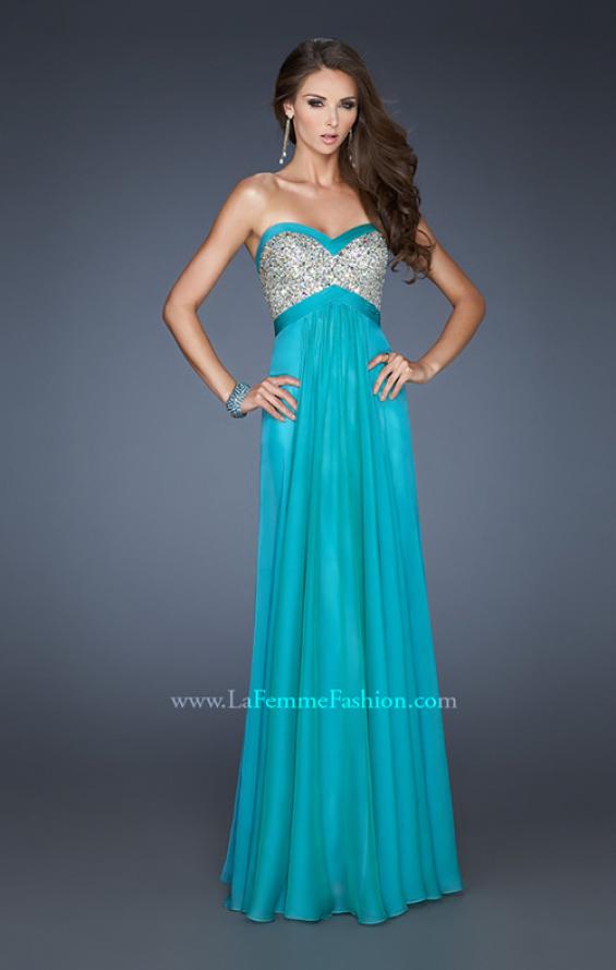 Picture of: Pleated Chiffon Prom Dress with Sequined Bodice in Blue, Style: 18733, Detail Picture 3