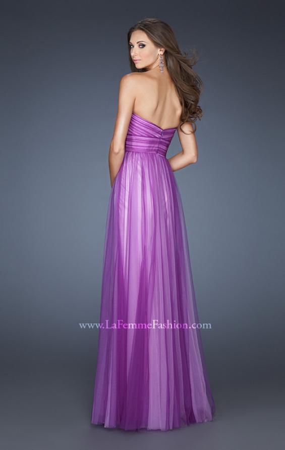 Picture of: Two Tone Empire Waist Net Gown with Sweetheart Neckline in Purple, Style: 18746, Back Picture