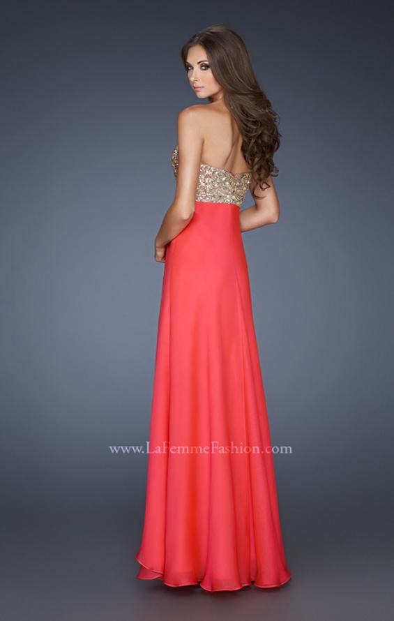 Picture of: Flirty Prom Dress with Sequins and Rhinestone Detail in Orange, Style: 18774, Back Picture