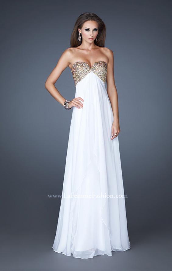 Picture of: Flirty Prom Dress with Sequins and Rhinestone Detail in White, Style: 18774, Detail Picture 4