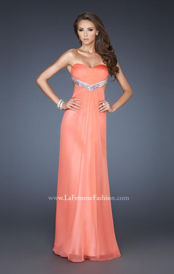 Picture of: Glam Chiffon Prom Dress with Sweetheart Neck and Beads in Orange, Style: 18796, Main Picture