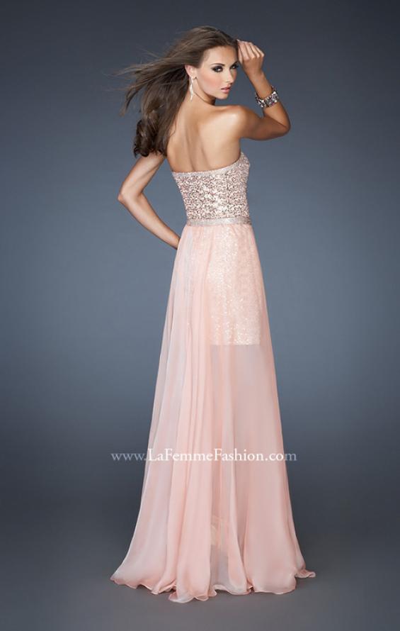 Picture of: Short Strapless Prom Dress with Detachable Chiffon Skirt in Orange, Style: 18872, Back Picture