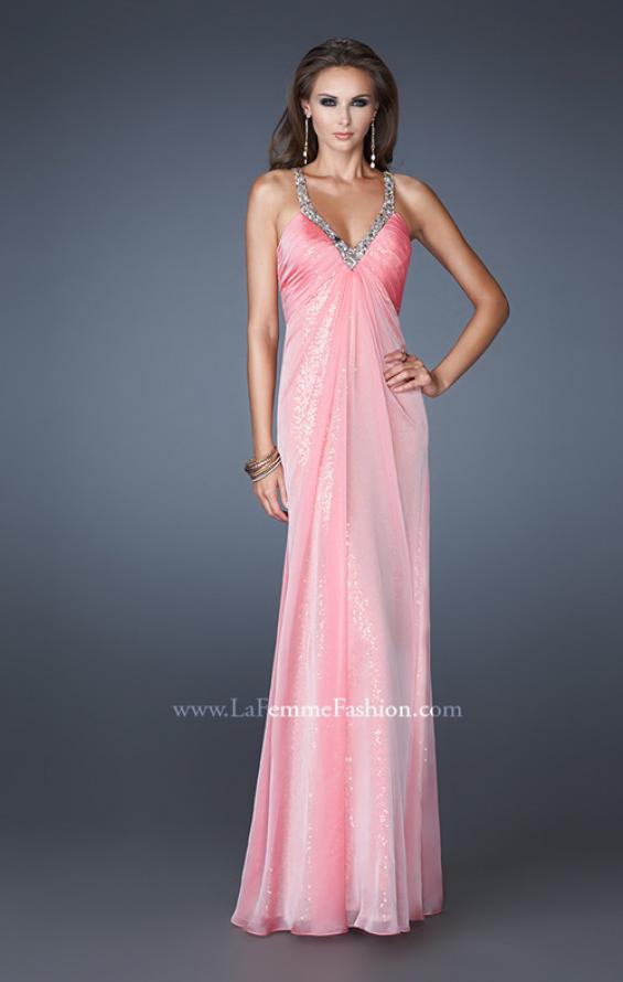 Picture of: Long Sequin Prom Dress with Chiffon Overlay in Pink, Style: 18896, Detail Picture 2