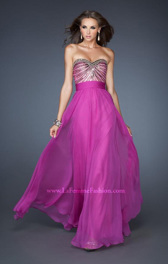 Picture of: Long Chiffon Prom Dress with Embellished Bodice in Pink, Style: 18897, Detail Picture 1