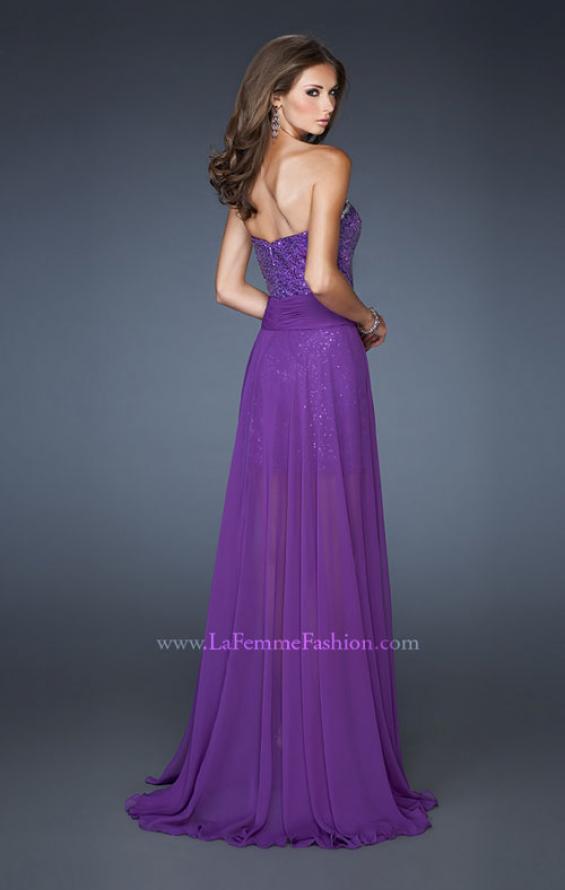 Picture of: Sequin Fitted Prom Dress with Detachable Chiffon Skirt in Purple, Style: 18922, Back Picture