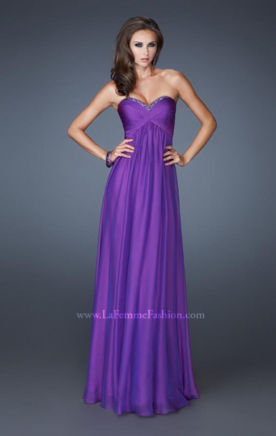 Picture of: Strapless Long Chiffon Prom Dress with Beaded Trim Detail in Purple, Style: 18935, Detail Picture 2