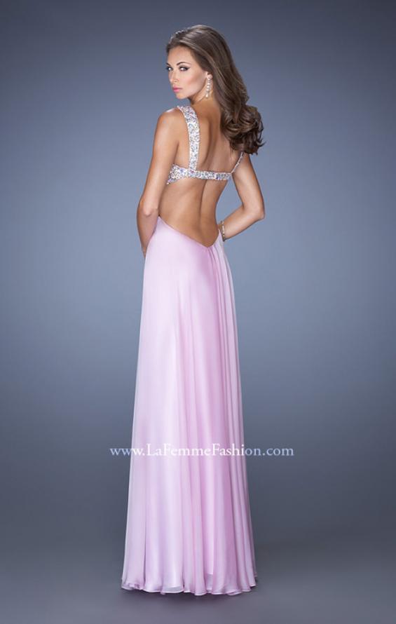 Picture of: Long Chiffon Prom Dress with Sequin Bra in Pink, Style: 18989, Back Picture