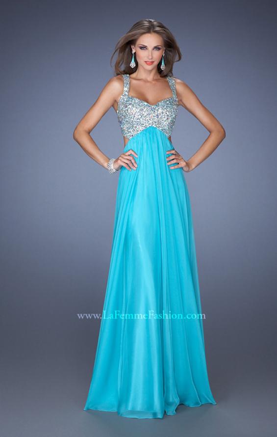 Picture of: Long Chiffon Prom Dress with Sequin Bra in Blue, Style: 18989, Detail Picture 1