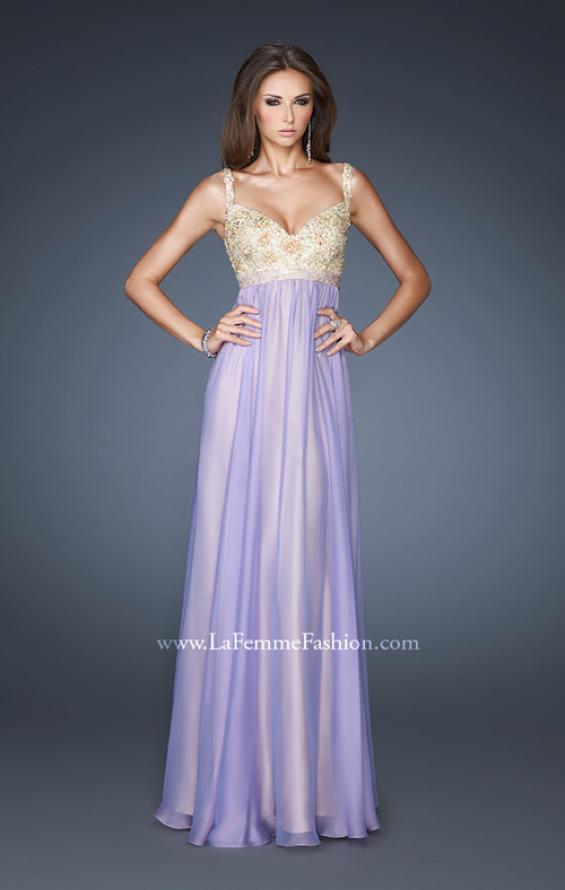 Picture of: Long Chiffon Prom Dress with Embellished Bodice in Purple, Style: 18990, Main Picture