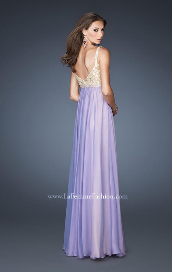 Picture of: Long Chiffon Prom Dress with Embellished Bodice in Purple, Style: 18990, Back Picture