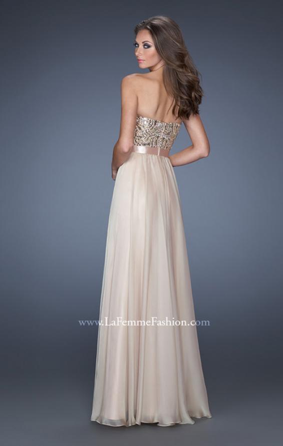 Picture of: Long Strapless Chiffon Prom Dress with Satin Bow Belt in Nude, Style: 19282, Detail Picture 3