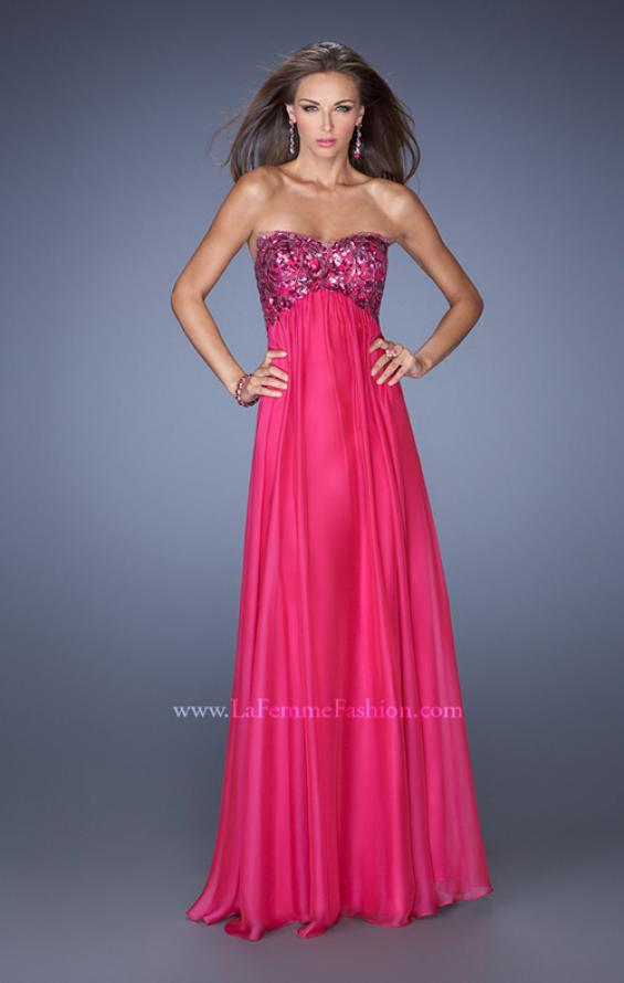 Picture of: Strapless Chiffon Prom Dress with Sequined Lace Bodice in Pink, Style: 19565, Main Picture