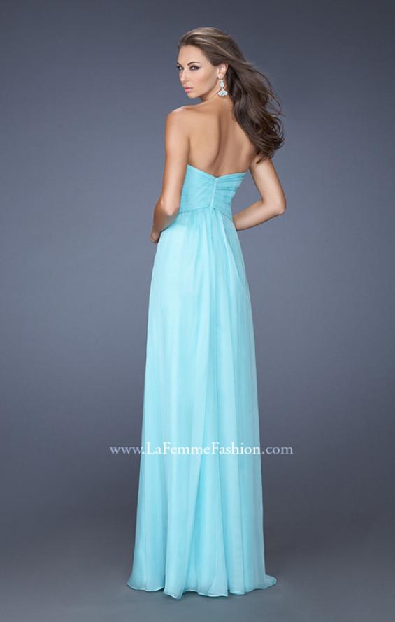Picture of: Strapless Long Chiffon Prom Dress with Lace Trim Details in Blue, Style: 19630, Back Picture