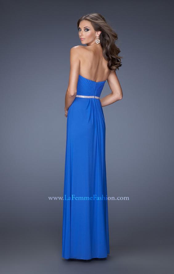 Picture of: Strapless Sweetheart Long Prom Dress with Rhinestone Belt in Blue, Style: 19671, Back Picture