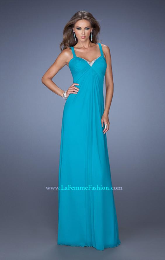 Picture of: Jersey Prom Dress with Pleated Bodice and Sparkling Trim in Blue, Style: 19704, Detail Picture 3