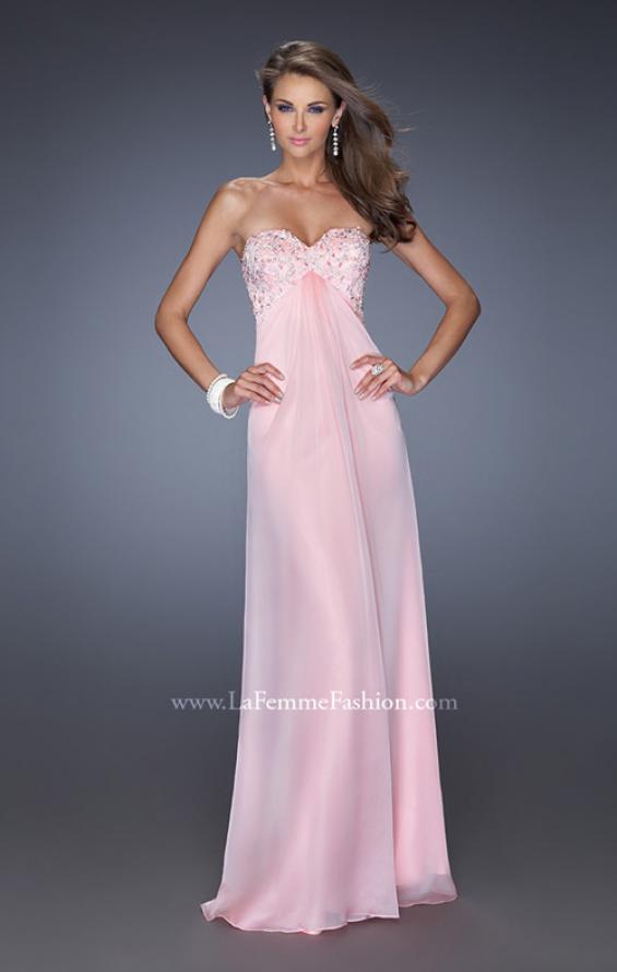 Picture of: Long Strapless Chiffon Prom Dress with Embellished Bodice in Pink, Style: 19740, Detail Picture 1