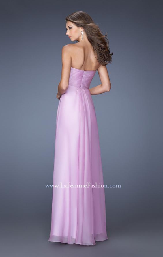 Picture of: Long Strapless Chiffon Prom Gown with Beaded Embroidery in Purple, Style: 19759, Back Picture