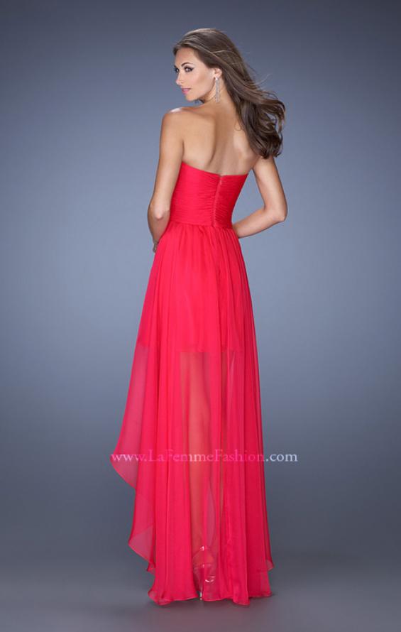 Picture of: High Low Sweetheart Strapless Chiffon Prom Dress in Pink, Style: 19791, Back Picture