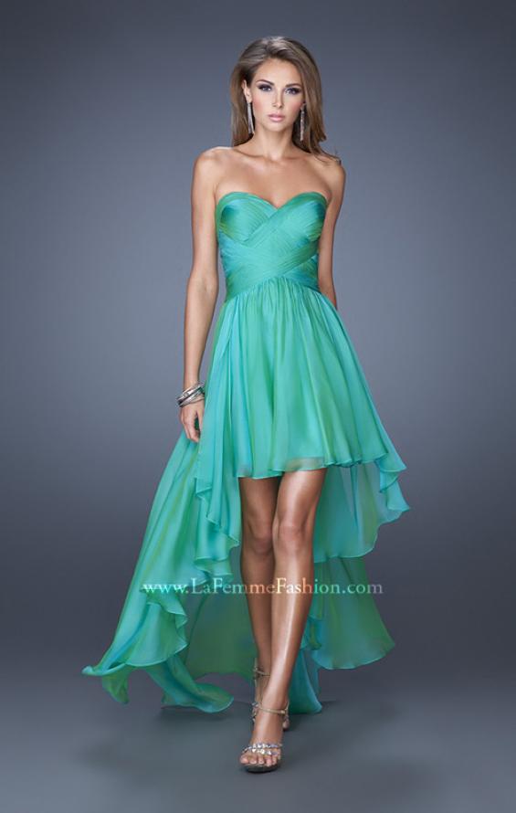 Picture of: High Low Sweetheart Strapless Chiffon Prom Dress in Green, Style: 19791, Detail Picture 2