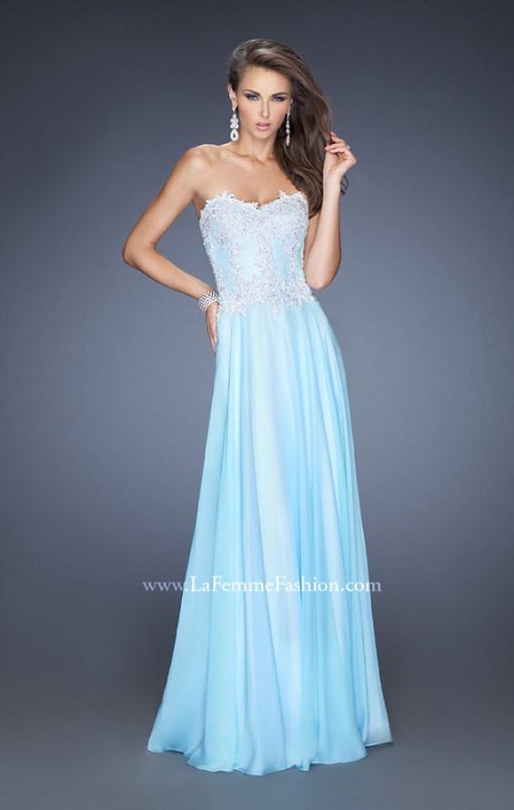 Picture of: Long Chiffon Prom Gown with Stones and Lace in Blue, Style: 19801, Detail Picture 1