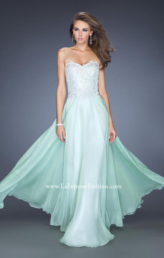 Picture of: Long Chiffon Prom Gown with Stones and Lace in Green, Style: 19801, Detail Picture 2