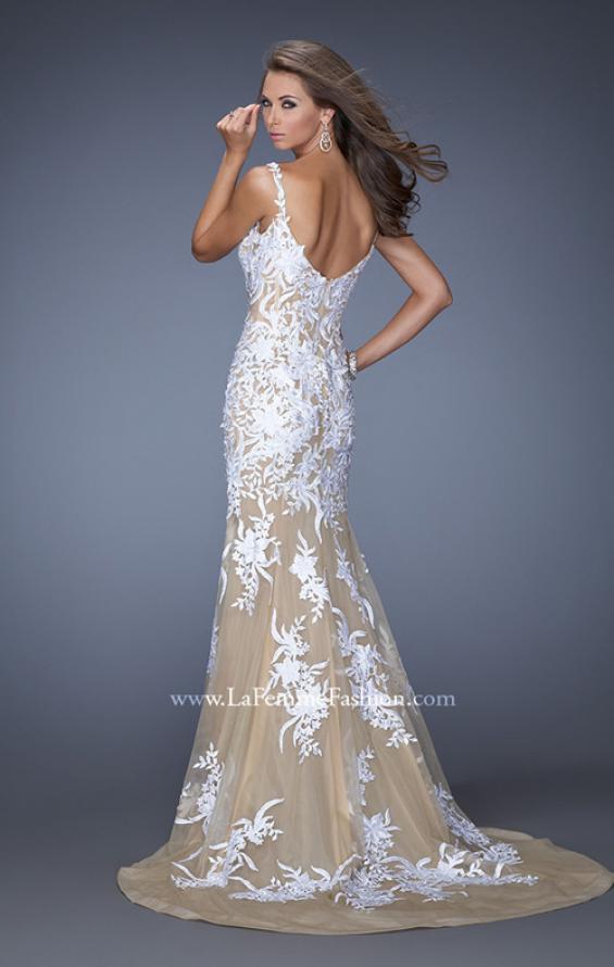 Picture of: Mermaid Style Prom Dress with Thin Straps and Train in White, Style: 19835, Back Picture