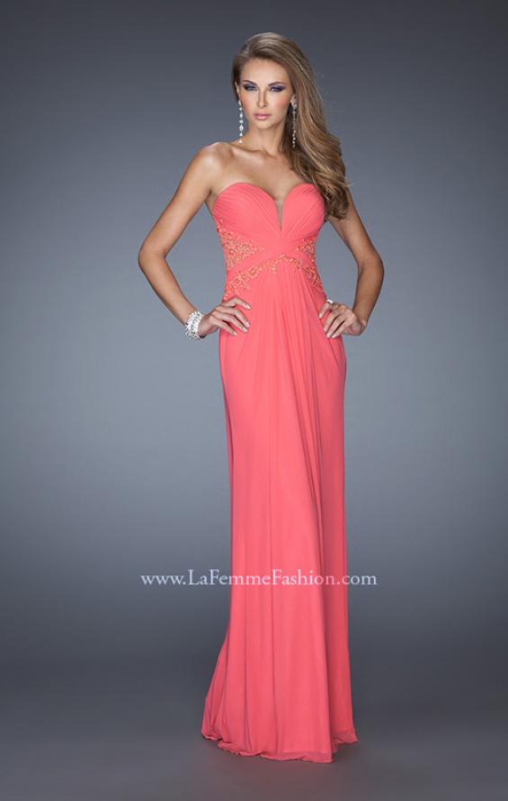 Picture of: Strapless Prom Dress with Jeweled Lace Cut Outs in Pink, Style: 19889, Detail Picture 2